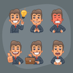 Fototapeta premium Businessman Set of 6 Poses Stickers Pack Part 3