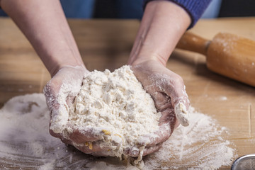 Making pierogis - dumplings