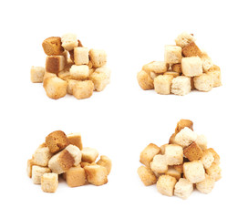 Pile of garlic croutons isolated