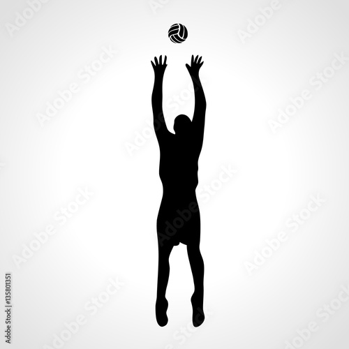 "Volleyball setter silhouette, vector illustration" Stock image and