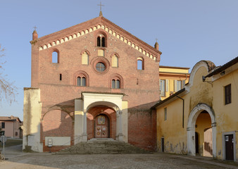 Fototapeta na wymiar church facade of Morimondo abbey, Milan, Italy