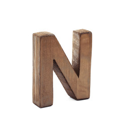 Single sawn wooden letter isolated