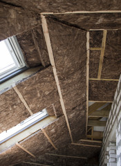 Obraz premium Thermal Insulation Glass Wool in the attic
