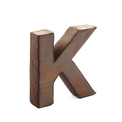 Single sawn wooden letter isolated