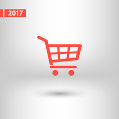 shopping cart icon, vector illustration. Flat design style