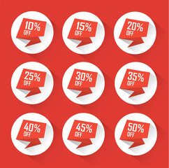 Discount flat bubble set in red color and different offers