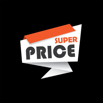 Super price discount bubble banner in white and blue colors
