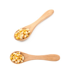 Wooden spoon filled with corn