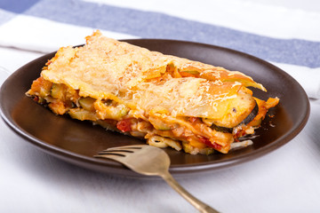 Vegetarian lasagne on the plate