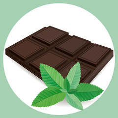 Chocolate bar with mint isolated in circle icon. Vector illustrarion.