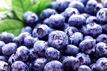 closeup fresh picked blueberries 