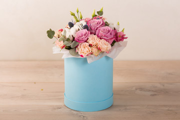 Lovely bouquet in a blue box
