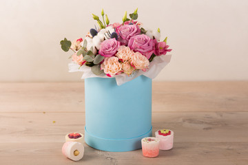 Lovely bouquet in a blue box