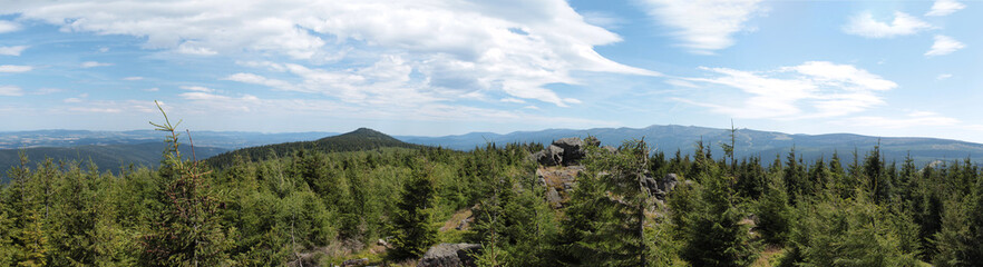 panorama of Izerskie and Karkonosze Mountains in Poland