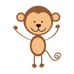 Cute monkey cartoon icon vector illustration graphic design