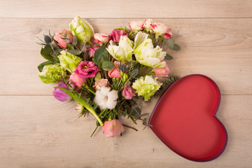 Flat lay of flowers and plants