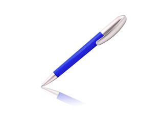 Blue pen isolated on white background