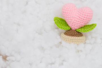 Pink heart tree crochet with polyester