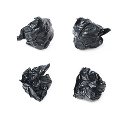 Trash bag crumpled in a ball isolated