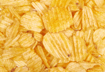 Surface covered with potato chips