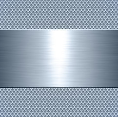 Metallic background, blue metal plate texture - vector polished metal