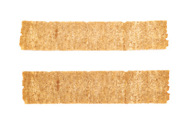 Single crispy bread chips isolated