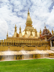 That Luang is a gold-covered large Buddhist stupa in the center of Vientiane, Laos. 