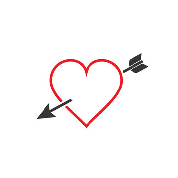 Arrow heart icon outline. Vector.