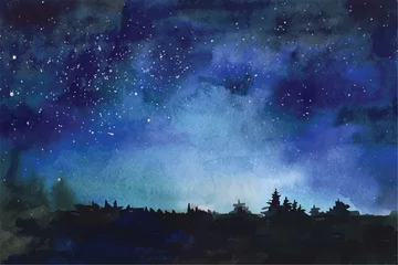 Foto auf Acrylglas Watercolor vector background Space, stars, constellation, nebula © helen_f