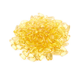 Pile of softgel pills isolated