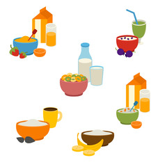 Healthy breakfast vector set.
