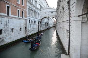 Venice city with canals and gondolas