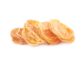 Pile of dried apricots isolated