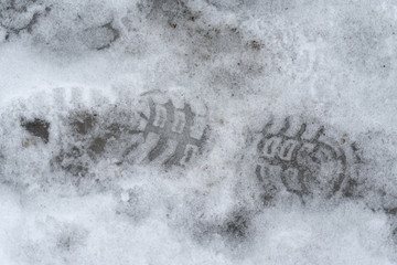 Footprint trail shoe in the snow