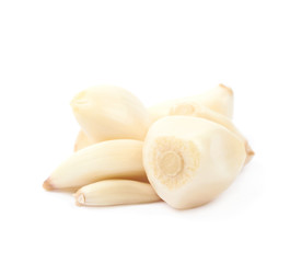 Pile of garlic cloves isolated