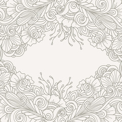 Vector card template with floral pattern.