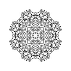 Vector hand drawn doodle mandala for coloring book. 