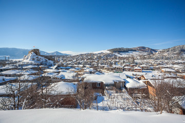medieval Fortress in Surami town in Shida Kartli region, winter,