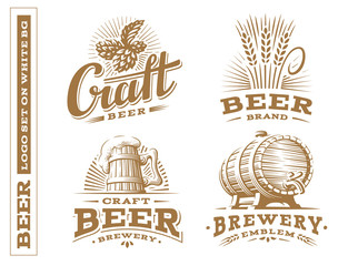 Set beer logo - vector illustration, emblem brewery, design on white background