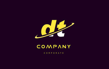 dt small alphabet yellow letter logo vector icon design