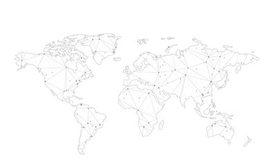 Fototapeta na wymiar Vector map of world with trendy triangles design