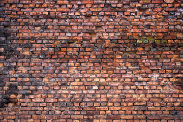 red brick wall, grunge weathered surface as background