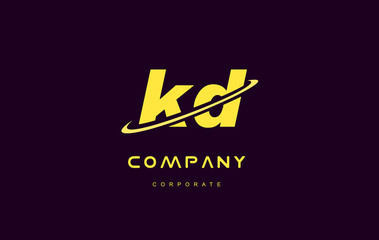 kd small alphabet yellow letter logo vector icon design