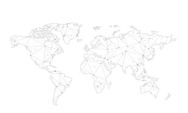 Vector map of world with trendy triangles design