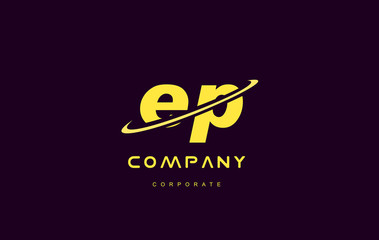 ep small alphabet yellow letter logo vector icon design