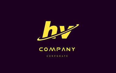 hv small alphabet yellow letter logo vector icon design