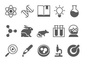 science and research black vector icons