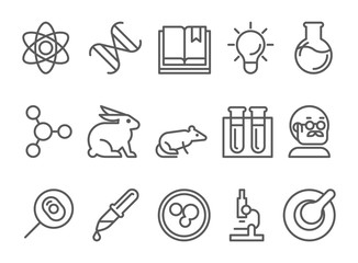 science and research line flat icons