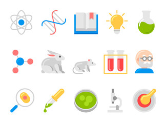 science and research flat vector icons