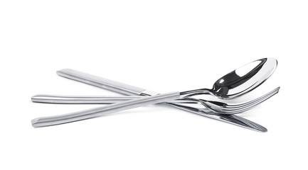 Knife, fork and spoon composition isolated